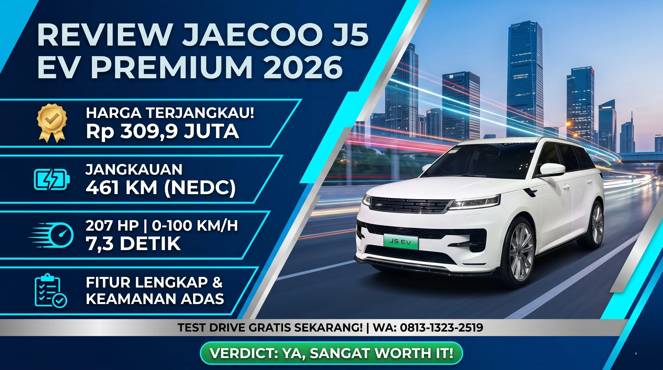 Review Jaecoo J5 EV: SUV Listrik Premium Harga Mengejutkan